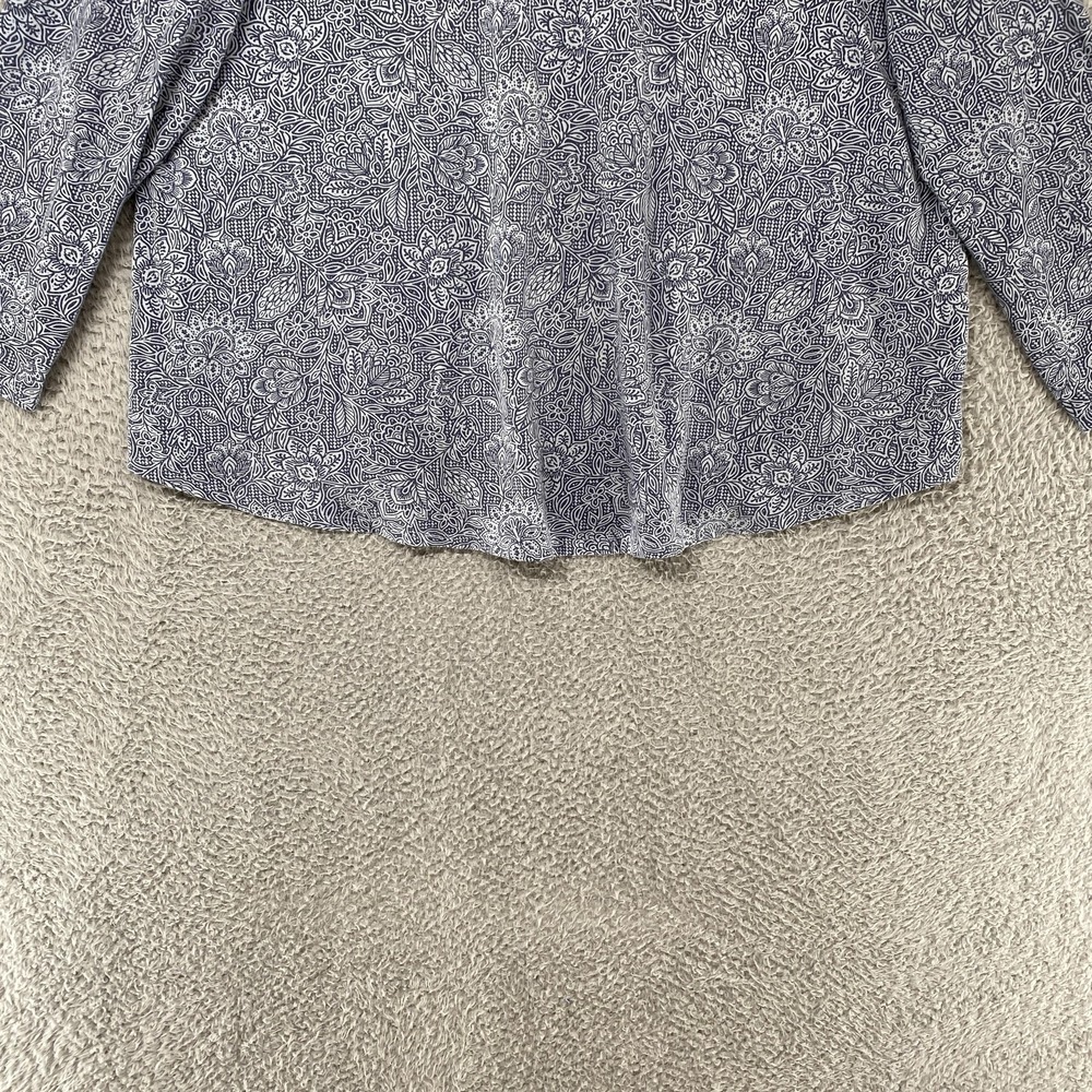 Pure Jill T-Shirt Womens 2X Blue Floral Pima Cotton Long Sleeve Shirttail Tee - Picture 2 of 12